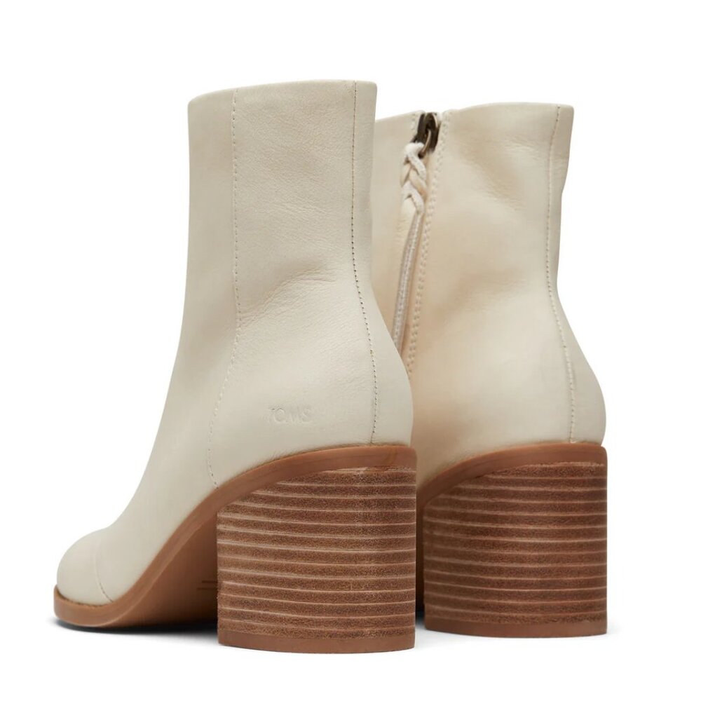 NIB Toms Evelyn Heeled Boot in Light Sand Leather, Size 8.5 - Picture 2 of 8